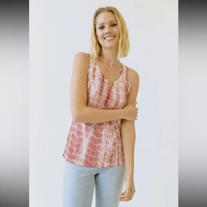 Mystree Tie-Dye Sleeveless Tank Top Burgundy Berry Red New Item NWT